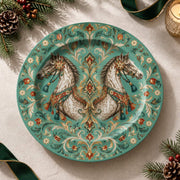 Daily Decorative Charger Plate – Teal Horse Floral decorative charger plate on a styled table.
