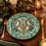Daily Decorative Charger Plate – Teal Horse Floral decorative charger plate on a styled table.