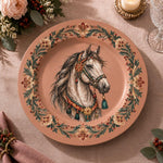 Daily Decorative Charger Plate – Pink Horse Foliage decorative charger plate on a styled table.