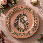 Daily Decorative Charger Plate – Pink Horse Foliage decorative charger plate on a styled table.
