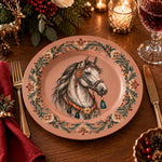 Daily Decorative Charger Plate – Pink Horse Foliage decorative charger plate on a styled table.
