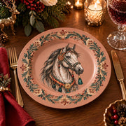 Daily Decorative Charger Plate – Pink Horse Foliage decorative charger plate on a styled table.