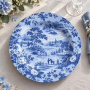 Daily Decorative Charger Plate – Blue Rural Farm Scene decorative charger plate on a styled table.