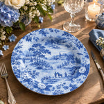 Daily Decorative Charger Plate – Blue Rural Farm Scene decorative charger plate on a styled table.