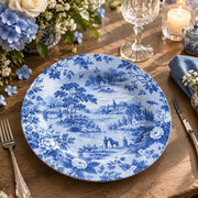 Daily Decorative Charger Plate – Blue Rural Farm Scene decorative charger plate on a styled table.