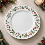 Christmas Decorative Charger Plate – Leaf Berry Wreath decorative charger plate on a styled table.