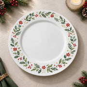 Christmas Decorative Charger Plate – Leaf Berry Wreath decorative charger plate on a styled table.