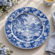 Daily Decorative Charger Plate – Blue Chinoiserie Scene decorative charger plate on a styled table.