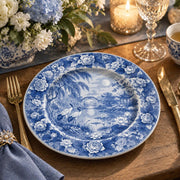 Daily Decorative Charger Plate – Blue Chinoiserie Scene decorative charger plate on a styled table.