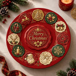 Christmas Decorative Charger Plate – Merry Christmas Roundels decorative charger plate on a styled table.