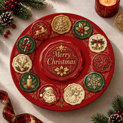 Christmas Decorative Charger Plate – Merry Christmas Roundels decorative charger plate on a styled table.