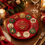 Christmas Decorative Charger Plate – Merry Christmas Roundels decorative charger plate on a styled table.