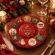 Christmas Decorative Charger Plate – Merry Christmas Roundels decorative charger plate on a styled table.