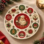 Christmas Decorative Charger Plate – Santa Roundel Border decorative charger plate on a styled table.