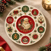 Christmas Decorative Charger Plate – Santa Roundel Border decorative charger plate on a styled table.