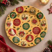 Christmas Decorative Charger Plate – Gold Medallion Field decorative charger plate on a styled table.