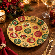 Christmas Decorative Charger Plate – Gold Medallion Field decorative charger plate on a styled table.