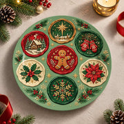 Christmas Decorative Charger Plate – Green Motif Roundels decorative charger plate on a styled table.
