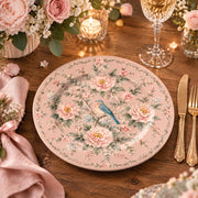 Daily Decorative Charger Plate – Pink Bluebird Roses decorative charger plate on a styled table.