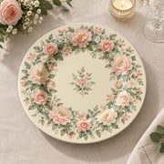 Daily Decorative Charger Plate – Cream Rose Bird Duo decorative charger plate on a styled table.