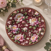 Daily Decorative Charger Plate – Burgundy Rose Allover decorative charger plate on a styled table.