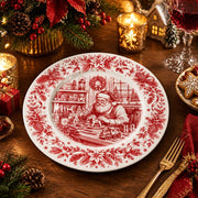 Christmas Decorative Charger Plate – Toile Santa Sleigh decorative charger plate on a styled table.