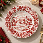 Christmas Decorative Charger Plate – Toile Village decorative charger plate on a styled table.