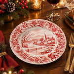 Christmas Decorative Charger Plate – Toile Village decorative charger plate on a styled table.
