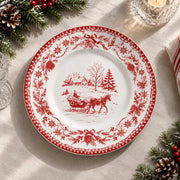 Christmas Decorative Charger Plate – Toile Reindeer Sleigh decorative charger plate on a styled table.