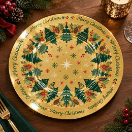 Christmas Decorative Charger Plate – Ochre Tree Panel decorative charger plate on a styled table.