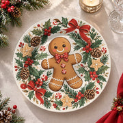 Christmas Decorative Charger Plate – Gingerbread Holly decorative charger plate on a styled table.