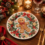 Christmas Decorative Charger Plate – Gingerbread Holly decorative charger plate on a styled table.