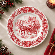 Christmas Decorative Charger Plate – Toile Deer Landscape decorative charger plate on a styled table.