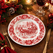 Christmas Decorative Charger Plate – Toile Deer Landscape decorative charger plate on a styled table.
