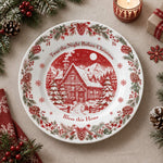 Christmas Decorative Charger Plate – Toile Farmhouse decorative charger plate on a styled table.