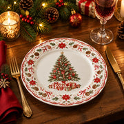Christmas Decorative Charger Plate – Tree Border Band decorative charger plate on a styled table.