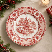 Christmas Decorative Charger Plate – Toile Cart Scene decorative charger plate on a styled table.