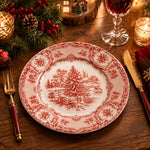 Christmas Decorative Charger Plate – Toile Cart Scene decorative charger plate on a styled table.