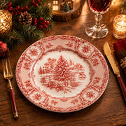 Christmas Decorative Charger Plate – Toile Cart Scene decorative charger plate on a styled table.