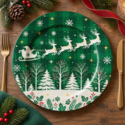 Christmas Decorative Charger Plate – Sleigh Ride Green decorative charger plate on a styled table.