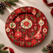 Christmas Decorative Charger Plate – Bauble Snowflake Scallop decorative charger plate on a styled table.