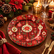 Christmas Decorative Charger Plate – Bauble Snowflake Scallop decorative charger plate on a styled table.