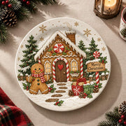 Christmas Decorative Charger Plate – Gingerbread House decorative charger plate on a styled table.
