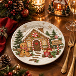 Christmas Decorative Charger Plate – Gingerbread House decorative charger plate on a styled table.