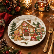 Christmas Decorative Charger Plate – Gingerbread House decorative charger plate on a styled table.