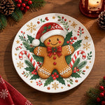 Christmas Decorative Charger Plate – Gingerbread Candy Canes decorative charger plate on a styled table.