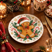 Christmas Decorative Charger Plate – Gingerbread Candy Canes decorative charger plate on a styled table.
