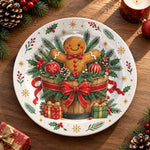 Christmas Decorative Charger Plate – Gingerbread Gift Stack decorative charger plate on a styled table.