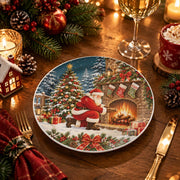 Christmas Decorative Charger Plate – Santa by the Fire decorative charger plate on a styled table.