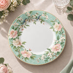 Christmas Decorative Charger Plate – Mint Leaf Border decorative charger plate on a styled table.